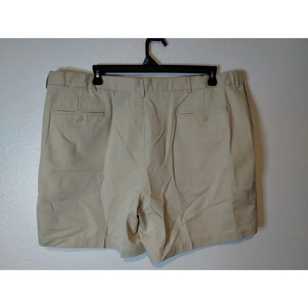 Lands' End Set of 2 Men Sz 44 Waist Tan Beige Khaki Chino Traditional Fit Shorts